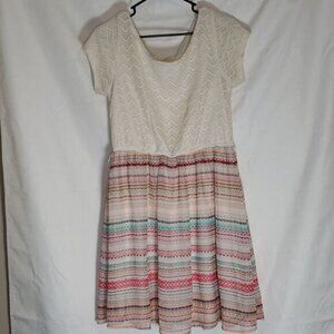 Maurices 0 White Chevron Lace & Striped Dress